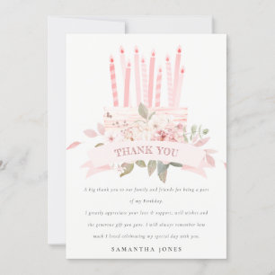 Carte De Remerciements Bougies de gâteau d'anniversaire Fleurs Rouges Mig