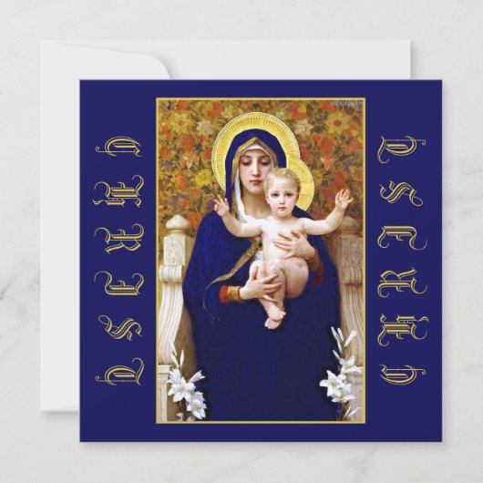 CARTE DE REMERCIEMENTS BOUGUEREAU MADONNA DES LILIES 1899 (Devant)