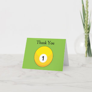 Carte De Remerciements Boule Billiard Jaune Numéro Un Personnaliser