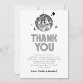 Carte De Remerciements Boule de disco scintillante argentée pour mariage (Devant)