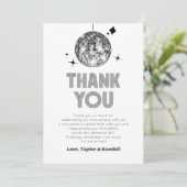 Carte De Remerciements Boule de disco scintillante argentée pour mariage (Debout devant)