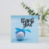 Carte De Remerciements Boule de golf avec ruban bleu (Debout devant)