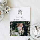 Carte De Remerciements Boule Disco Minimale | Photo Mariage noir et blanc