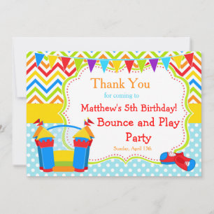 Carte De Remerciements Bounce House Bouncy Castle Birthday Boy