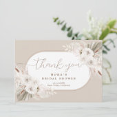 Carte De Remerciements Bouquet bohème blanc et neutre (Debout devant)