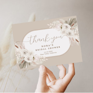 Carte De Remerciements Bouquet bohème blanc et neutre