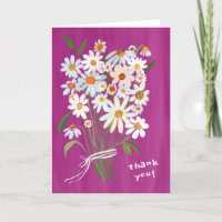 Bouquet Daisy peint à la main Gouache Fuchsia rose