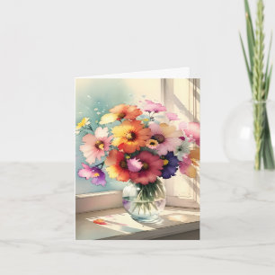 Carte De Remerciements Bouquet dans une fenêtre