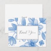 Carte De Remerciements Bouquet d'aquarelle bleu (Devant / Derrière)