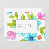 Carte De Remerciements Bouquet d'aquarelle multicolore (Devant / Derrière)