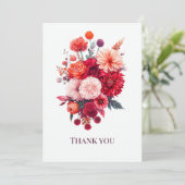Carte De Remerciements Bouquet de fleurs corail brillant et fuchsia (Debout devant)