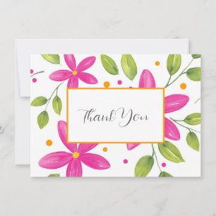 Carte De Remerciements Bouquet de fleurs d'aquarelle rose chaud