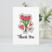 Carte De Remerciements Bouquet de fleurs de tulipes roses (Debout devant)