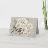 Carte De Remerciements Bouquet de fleurs élégant Rose Blanche (Devant)