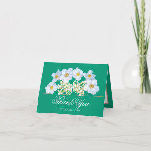 Carte De Remerciements Bouquet de fleurs remerciement Anémone blanche et