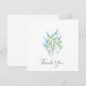 Carte De Remerciements Bouquet de Fleurs sauvages d'aquarelle bleue (Devant / Derrière)