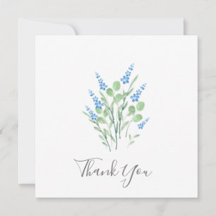 Carte De Remerciements Bouquet de Fleurs sauvages d'aquarelle bleue