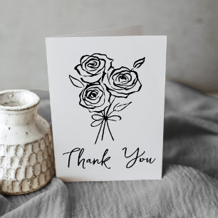 Carte De Remerciements Bouquet de roses noires dessinées à la main pour u
