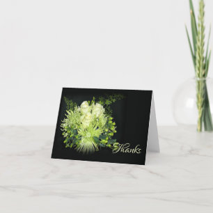 Carte De Remerciements Bouquet de roses vertes élégant pour mariage