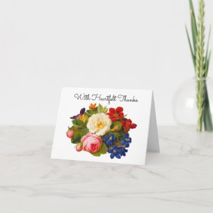 Carte De Remerciements Bouquet de roses victoriennes avec remerciements s