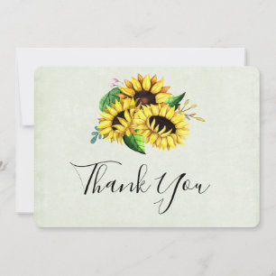 Carte De Remerciements Bouquet de tournesol jaune en aquarelle
