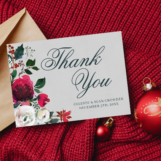 Carte De Remerciements Bouquet de vacances À feuillage persistant Mariage