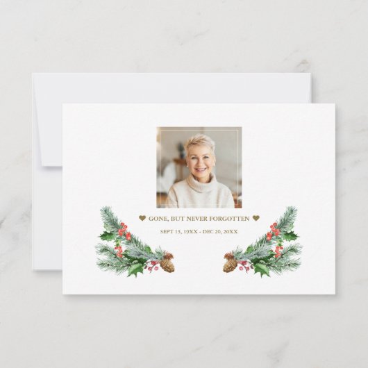 Carte De Remerciements Bouquet de verdure d'hiver Photo en mémoire d'amou (Dos)