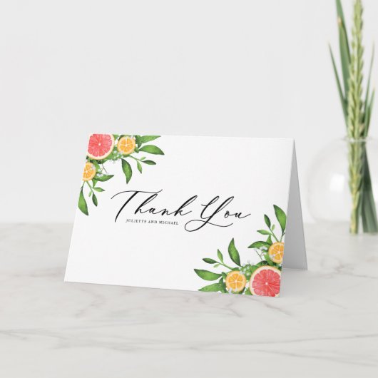 Carte De Remerciements Bouquet d'orange aquarelle et de pamplemousse (Devant)