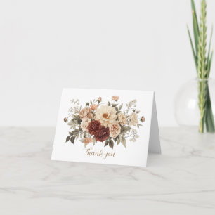 Carte De Remerciements Bouquet floral bohème neutre pour mariage et douch