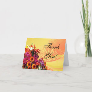 Carte De Remerciements Bouquet floral coloré Orange/jaune Design