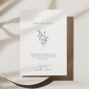Carte De Remerciements Bouquet floral délicat bleu doux