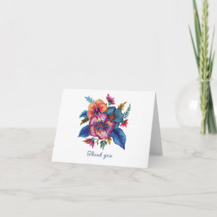 Carte De Remerciements Bouquet floral design de fausse broderie en fil