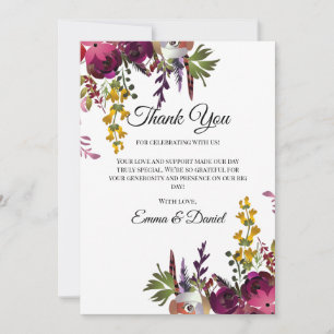 Carte De Remerciements Bouquet Floral Élégant