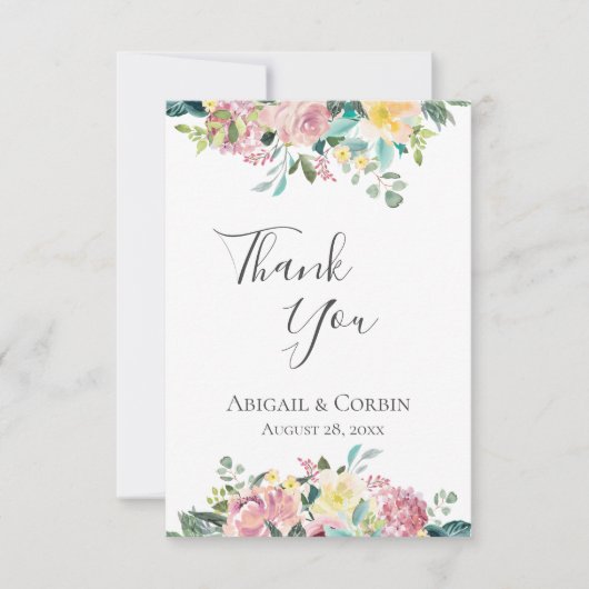Carte De Remerciements Bouquet floral Pastel (Devant)