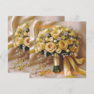 Carte De Remerciements Bouquet Mariage de roses jaunes de miel,