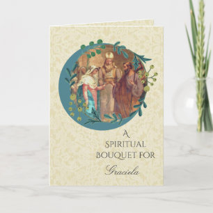 Carte De Remerciements Bouquet spirituel de dentelle pour la fête de fian