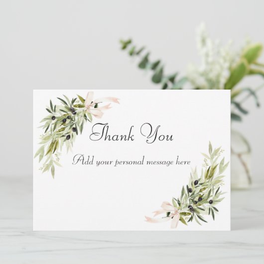 Carte De Remerciements Bouquets de la Branche d'Olivier Mariage (Debout devant)