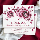 Carte De Remerciements Bourgogne chinois pivoine fleurs mariage