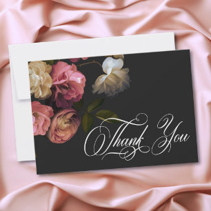 Carte De Remerciements Bourgogne & Rose Romantique Rose Noir Mariage Mood