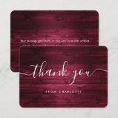 Carte De Remerciements Bourgogne Rustique Bois Mariage Shower Anniversair (Devant / Derrière)