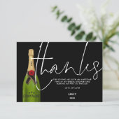 Carte De Remerciements Bouteille de champagne verte Script Fête des marié (Debout devant)