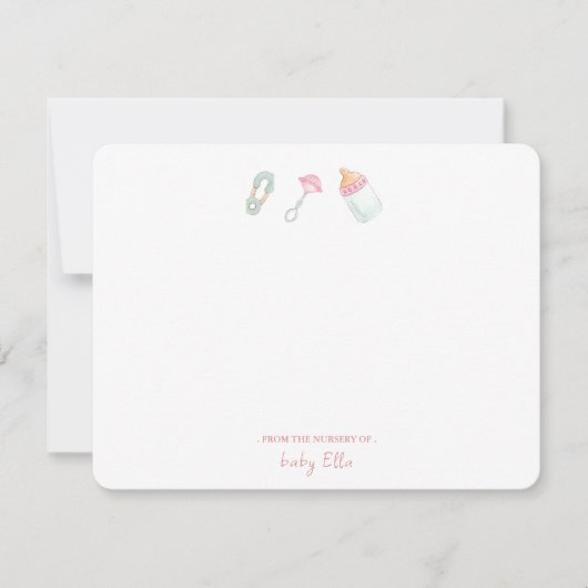 Carte De Remerciements Bouteille pour bébé et hochet de la crèche apparte (Devant)