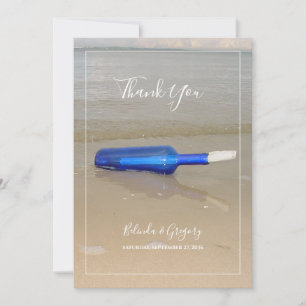 Carte De Remerciements Bouteille Sur Mariage De Sable De Plage