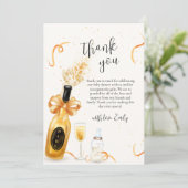 Carte De Remerciements Bouteilles à épingles en or Baby shower Champagne (Debout devant)