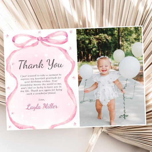 Carte De Remerciements Boutique Bow rose Anniversaire Photo