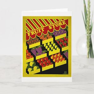 Carte De Remerciements Boutique de fruits - Rouge clair Jaune Vintage Pos