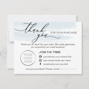 Carte De Remerciements Boutique en ligne simple moderne bleue petite entr