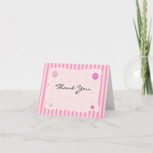 Carte De Remerciements Bouton Brocade en bande roseMerci