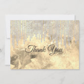 Carte De Remerciements Boutons de strass en or gris chic (Devant)