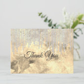 Carte De Remerciements Boutons de strass en or gris chic (Debout devant)